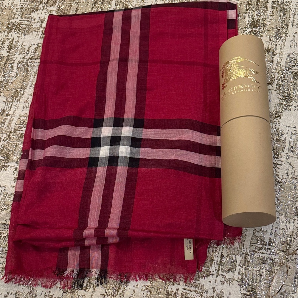 Burberry Red and Black Checkered Scarf/wrap. Authentic NWB tags are off